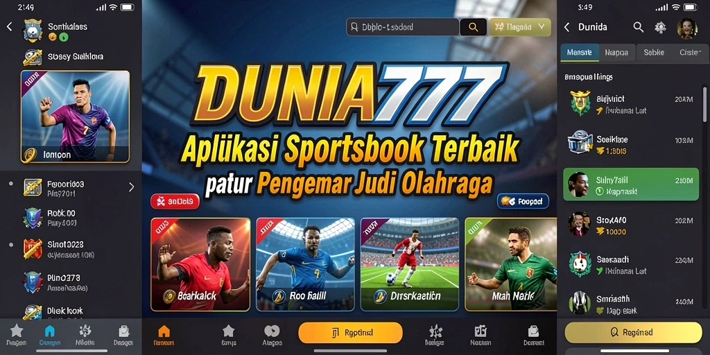 Tampilan utama DUNIA777 dengan berbagai pilihan taruhan olahraga.