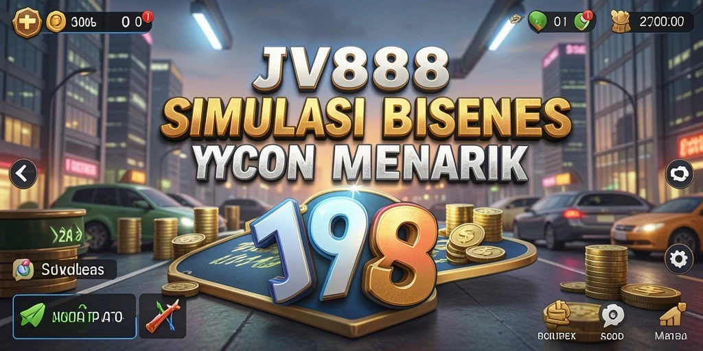 Tampilan gameplay JV88 yang menggambarkan dunia Tycoon yang dinamis.