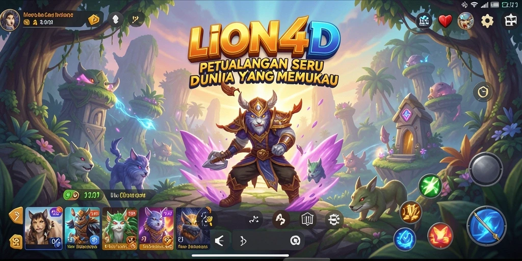 Tampilan gameplay LION4D yang memukau dengan latar belakang petualangan yang menakjubkan.
