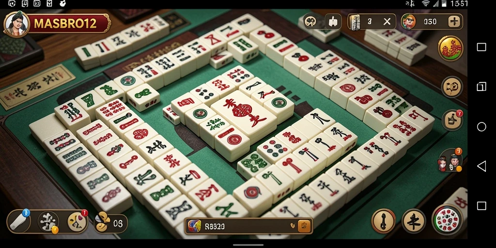 Screenshot menunjukkan gameplay seru dari permainan Mahjong.