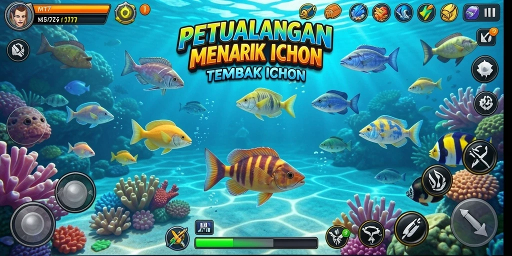 Tampilan gameplay seru dari MT777 dengan ikan beraneka ragam.