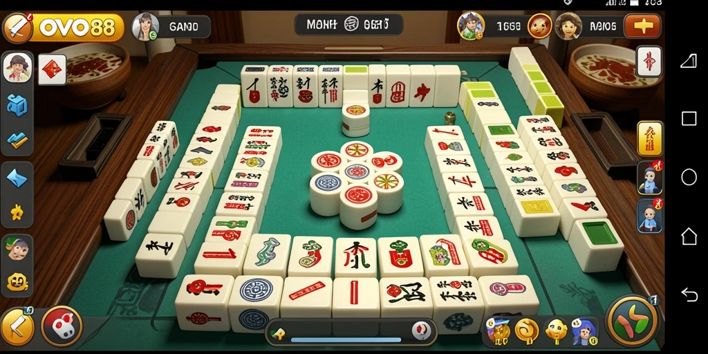 Screenshot utama OVO88 menampilkan gameplay Mahjong yang menarik.