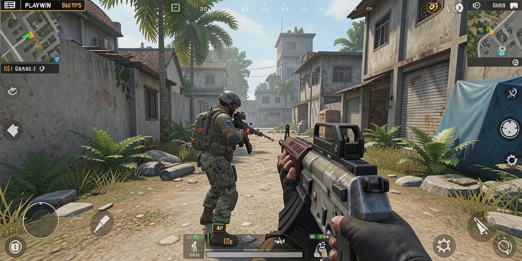 Tampilan gameplay seru dari PLAYWIN dengan pertarungan intens.