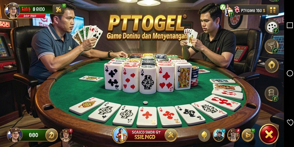 Tampilan gameplay seru di PTTOGEL dengan kartu Domino.