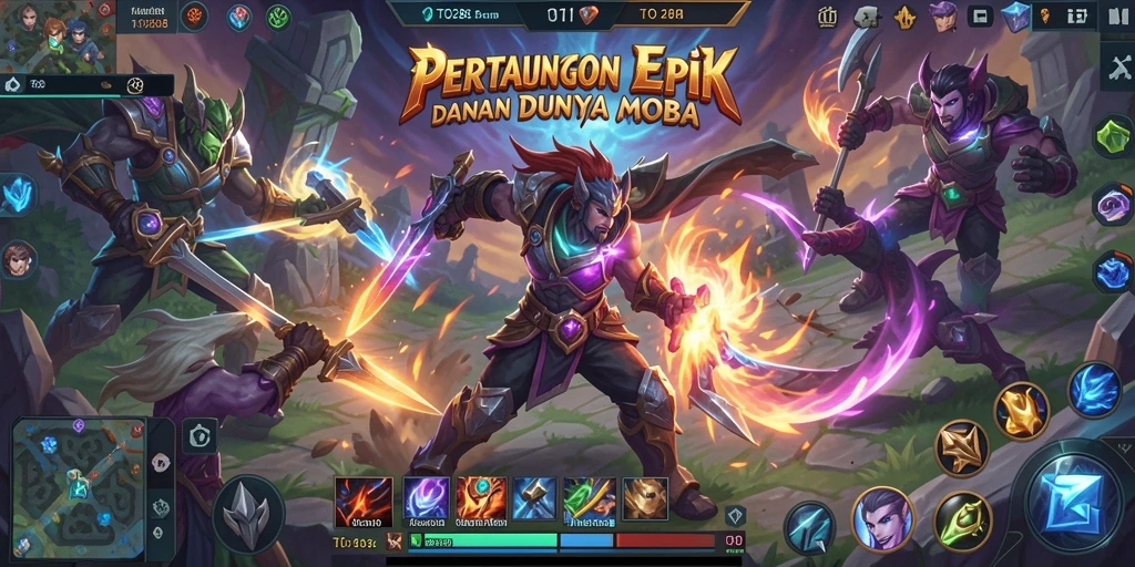 Screenshot gameplay TO288 yang menampilkan pertarungan tim yang seru di arena.